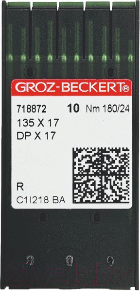 Изображение товара Набор игл для промышленной швейной машины Groz-Beckert DPx17 180 R GB-10 (универсальные)