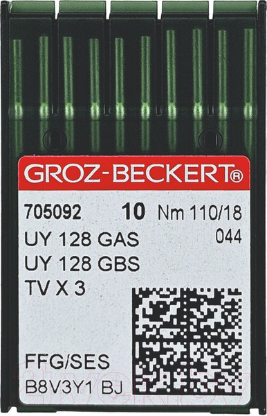 Изображение товара Набор игл для промышленной швейной машины Groz-Beckert UYx128 GAS 110 SES GB-10 (для трикотажа)