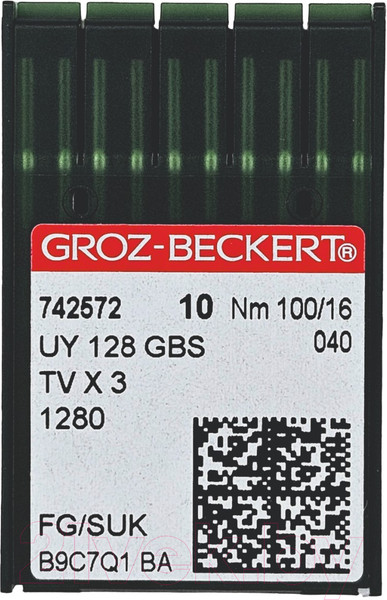 Изображение товара Набор игл для промышленной швейной машины Groz-Beckert UYx128 GBS 100 SUK GB-10 (для высокоэластичных тканей)