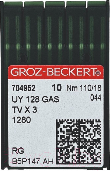 Изображение товара Набор игл для промышленной швейной машины Groz-Beckert UYx128 GAS 110 RG GB-10 (универсальные)