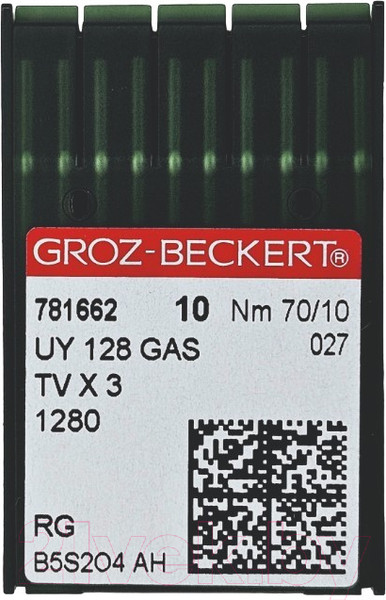 Изображение товара Набор игл для промышленной швейной машины Groz-Beckert UYx128 GAS 70 RG GB-10 (универсальные)