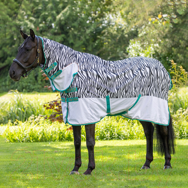 Изображение товара Попона для лошади Shires Tempest Zebra Антимоскитная / 9323/ZEBPRT/78 (с капором)