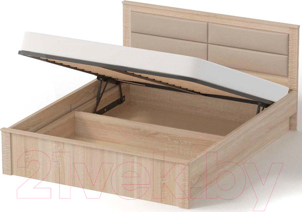 Изображение товара Двуспальная кровать Мебельград Элана с подъемным ортопедическим основанием 180x200 (дуб сонома)