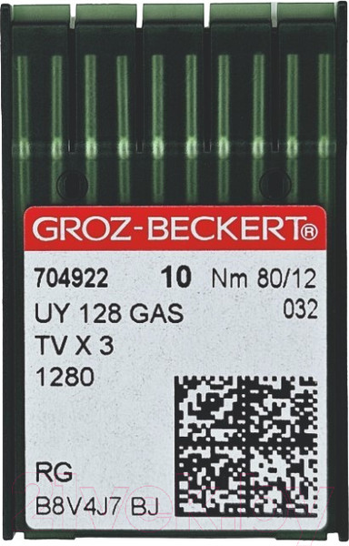 Изображение товара Набор игл для промышленной швейной машины Groz-Beckert UYx128 GAS 80 RG GB-10 (универсальные)