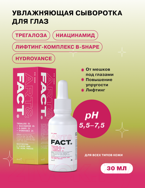 Изображение товара Сыворотка для век Art&Fact Trehalose 5% + Niacinamide 4% Увлажняющая и разглаживающая (30мл)
