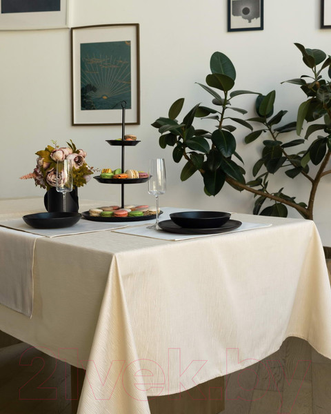 Изображение товара Скатерть Sofi de Marko Джинни 160см / СК-ДЖк-Д160 (кремовый)