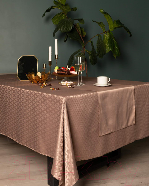 Изображение товара Скатерть Sofi de Marko Катрин 160см / СК-КТк-Д160 (кофейный)