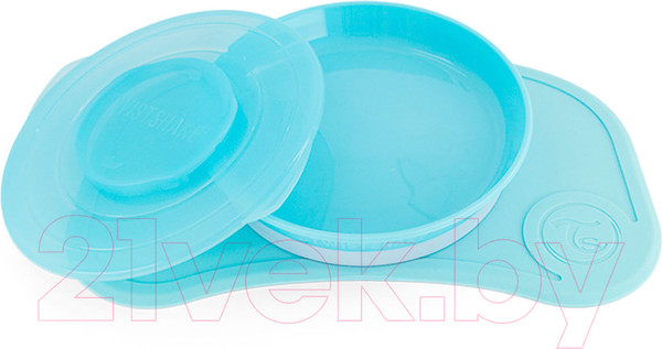 Изображение товара Набор посуды для кормления Twistshake Click Mat Mini коврик с тарелкой / 78440 (пастельный синий)