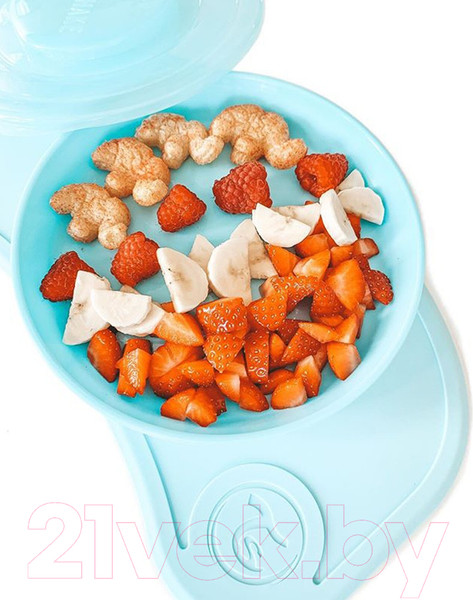 Изображение товара Набор посуды для кормления Twistshake Click Mat Mini коврик с тарелкой / 78440 (пастельный синий)