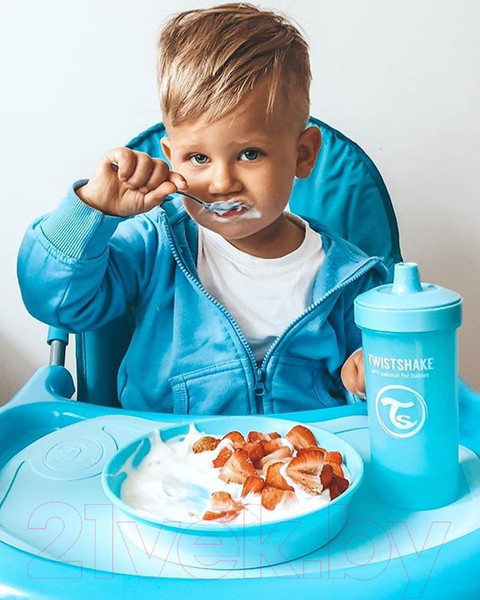 Изображение товара Набор посуды для кормления Twistshake Click Mat Mini коврик с тарелкой / 78440 (пастельный синий)