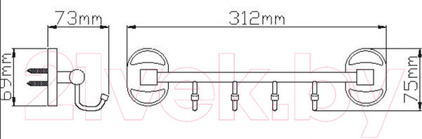 Изображение товара Крючок для ванной Wisent WP2816-4