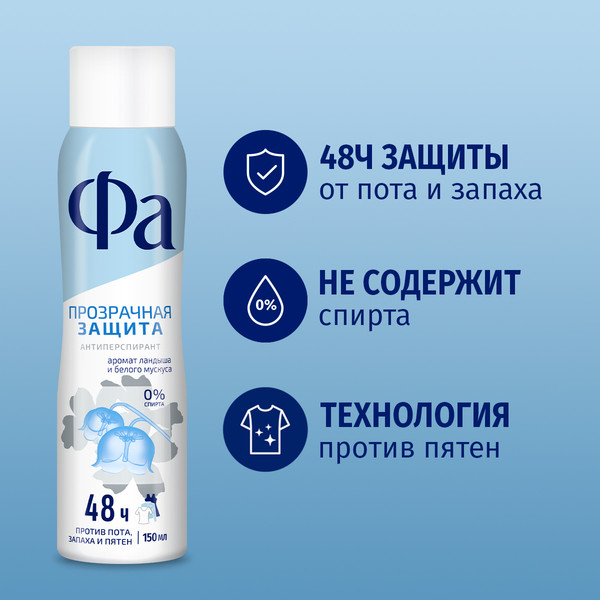 Изображение товара Антиперспирант-спрей Фа Прозрачная защита (150мл)