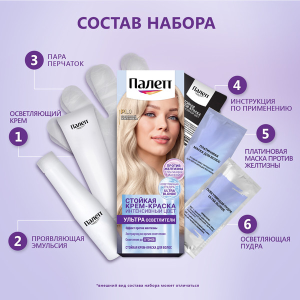 Изображение товара Крем-краска для волос Палетт Стойкая PL0 (ультра осветлители интенсивный цвет)