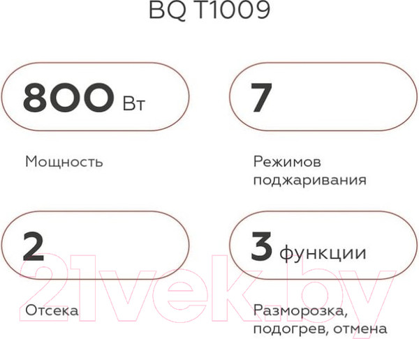 Изображение товара Тостер BQ T1009 (стальной/черный)