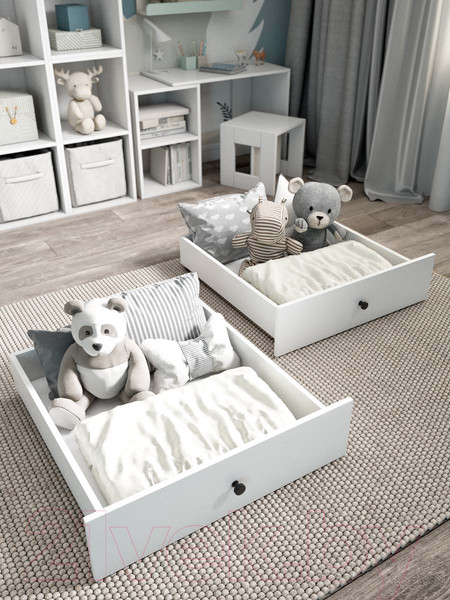 Изображение товара Односпальная кровать детская EcoWood Сидней 80x200 с ящиками / ECO.001.00055.80-200.W