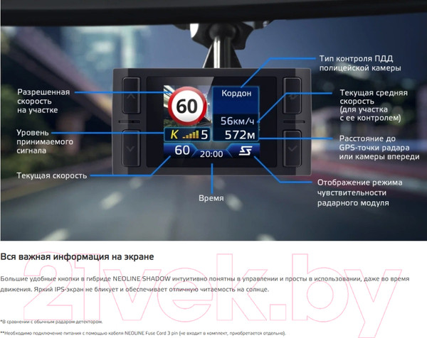 Изображение товара Автомобильный видеорегистратор NeoLine Shadow Wi-Fi (с радар-детектором)