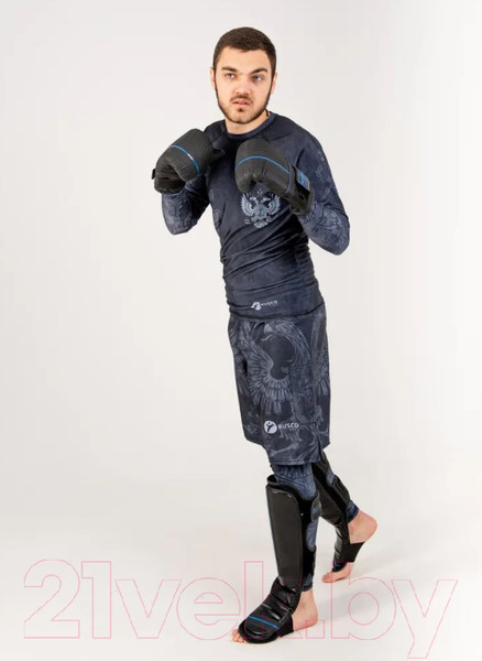 Изображение товара Защита голень-стопа для единоборств BoyBo B-series (XL, черный/синий)