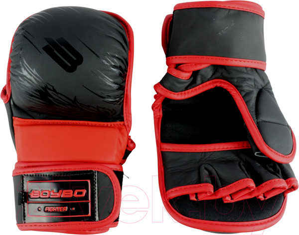 Изображение товара Перчатки для единоборств BoyBo Wings для ММА кожаные (XL, черный/красный)