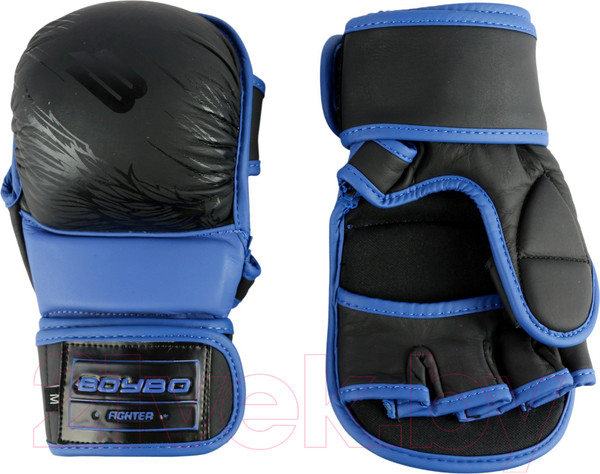 Изображение товара Перчатки для единоборств BoyBo Wings для ММА кожаные (S, черный/синий)
