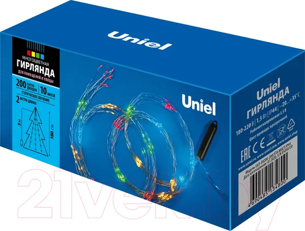 Изображение товара Светодиодная гирлянда Uniel ULD-E0200-200/STA / UL-00007284 (разноцветный)