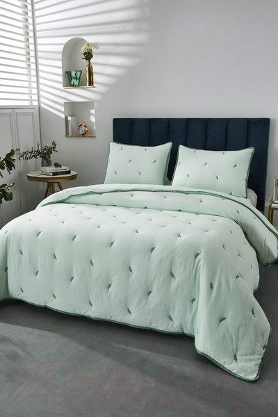 Изображение товара Набор текстиля для спальни Sofi de Marko Эрика 230х250 с наволочкой / П-Од-17-230х250 (ментоловый)