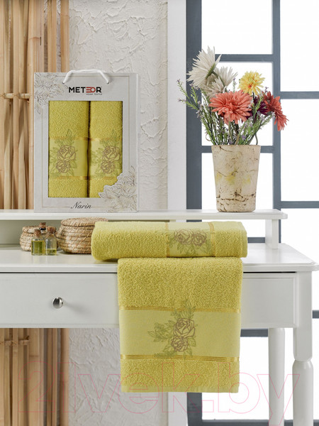 Изображение товара Набор полотенец METEOR Narin 50x90/70x140 / 11254 (в коробке, светло-зеленый)