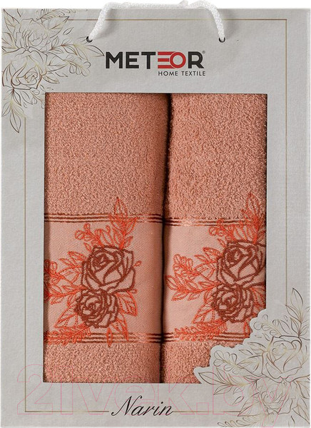 Изображение товара Набор полотенец METEOR Narin 50x90/70x140 / 11254 (в коробке, персиковый)