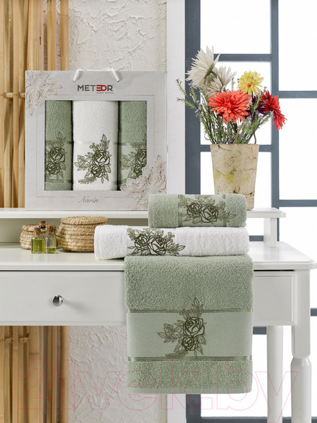 Изображение товара Набор полотенец METEOR Narin / 11255 (3шт, в коробке, зеленый)