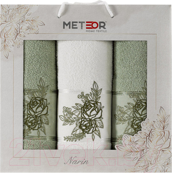 Изображение товара Набор полотенец METEOR Narin / 11255 (3шт, в коробке, зеленый)