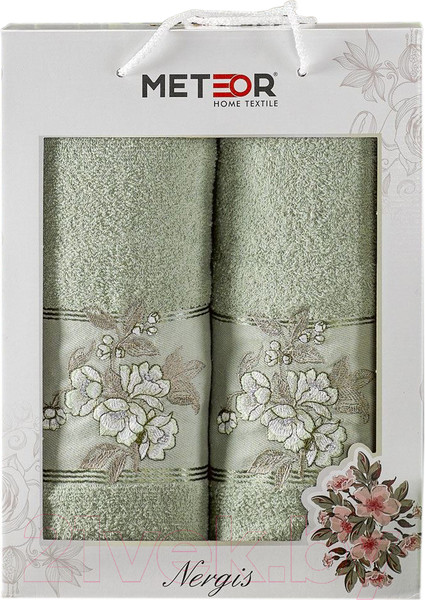 Изображение товара Набор полотенец METEOR Nergis / 11256 (2шт, в коробке, светло-зеленый)