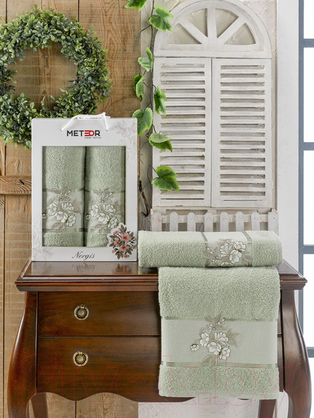 Изображение товара Набор полотенец METEOR Nergis / 11256 (2шт, в коробке, зеленый)