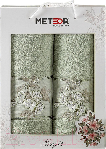 Изображение товара Набор полотенец METEOR Nergis / 11256 (2шт, в коробке, зеленый)