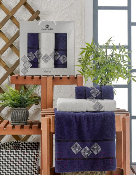 Изображение товара Набор полотенец Merzuka Matrix / 11289 (3шт, в коробке, синий)