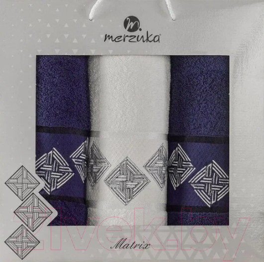 Изображение товара Набор полотенец Merzuka Matrix / 11289 (3шт, в коробке, синий)