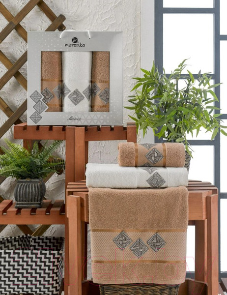 Изображение товара Набор полотенец Merzuka Matrix / 11289 (3шт, в коробке, коричневый)