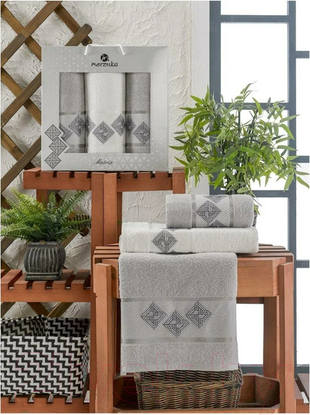 Изображение товара Набор полотенец Merzuka Matrix / 11289 (3шт, в коробке, серый)