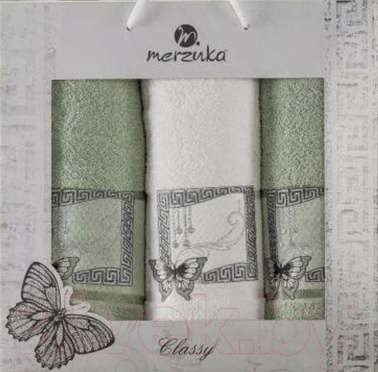 Изображение товара Набор полотенец Merzuka Classy / 11291 (3шт, в коробке, зеленый)