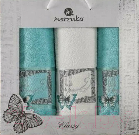 Изображение товара Набор полотенец Merzuka Classy / 11291 (3шт, в коробке, бирюзовый)