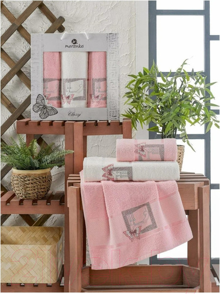 Изображение товара Набор полотенец Merzuka Classy / 11291 (3шт, в коробке, розовый)