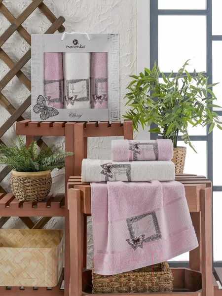 Изображение товара Набор полотенец Merzuka Classy / 11291 (3шт, в коробке, сиреневый)