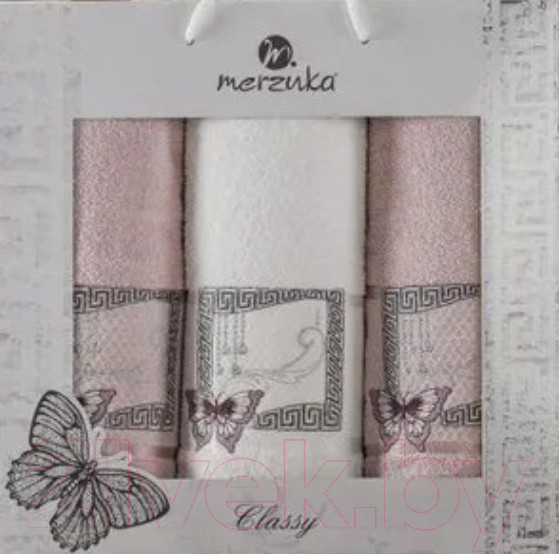 Изображение товара Набор полотенец Merzuka Classy / 11291 (3шт, в коробке, светло-розовый)