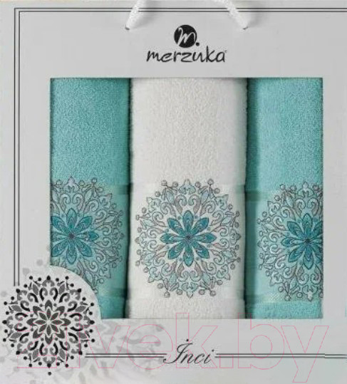 Изображение товара Набор полотенец Merzuka Inci / 11295 (3шт, в коробке, бирюзовый)