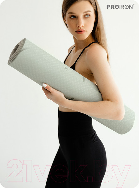 Изображение товара Коврик для йоги и фитнеса Proiron 1830x800x7 / К1887ТСЗ (серый/зеленый)