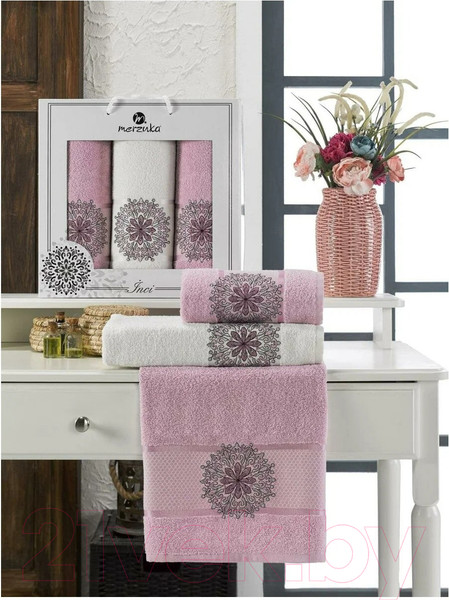 Изображение товара Набор полотенец Merzuka Inci / 11295 (3шт, в коробке, сиреневый)