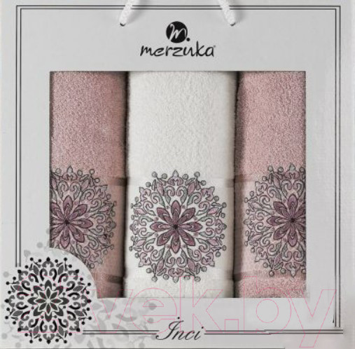 Изображение товара Набор полотенец Merzuka Inci / 11295 (3шт, в коробке, светло-розовый)