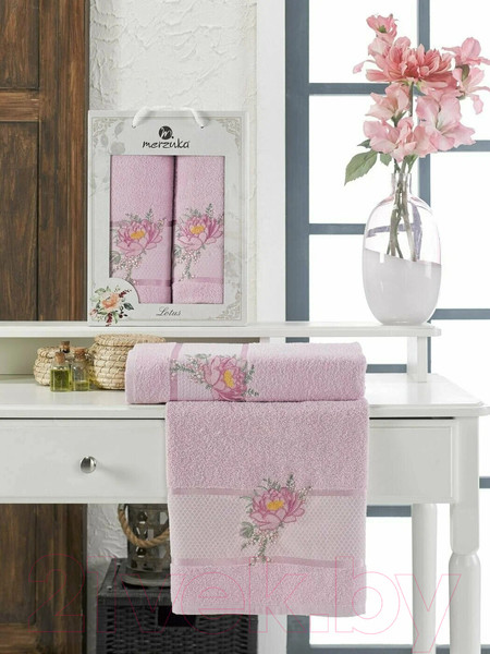 Изображение товара Набор полотенец Merzuka Lotus / 11296 (2шт, в коробке, сиреневый)