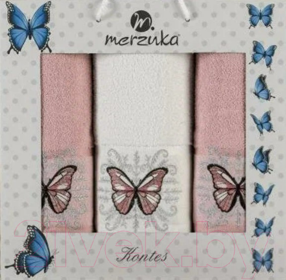 Изображение товара Набор полотенец Merzuka Kontes / 11634 (3шт, в коробке, розовый)