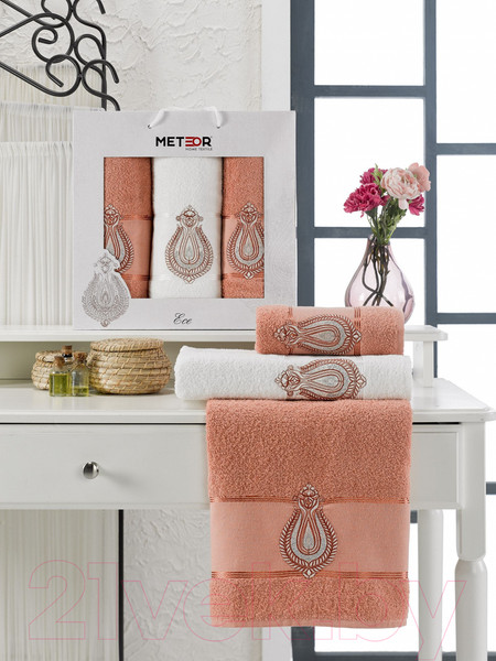 Изображение товара Набор полотенец METEOR Ece / 11246 (3шт, в коробке, персиковый)