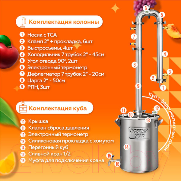 Изображение товара Дистиллятор бытовой ДОБРЫЙ ЖАР Абсолют (40л, +ТЭН)