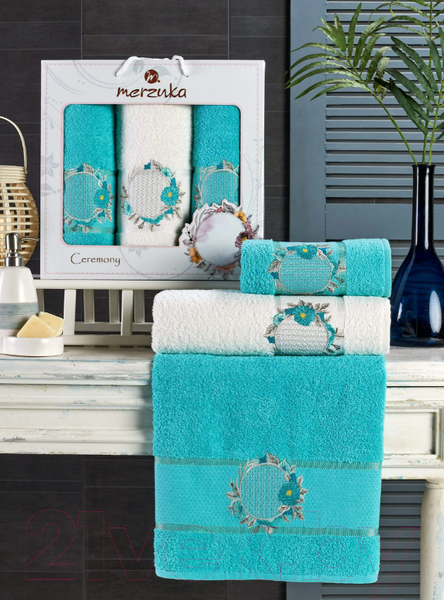 Изображение товара Набор полотенец Merzuka Ceremony / 11777 (3шт, в коробке, бирюзовый)